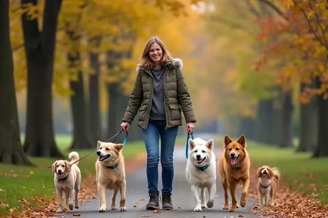Mehrere Hunde auf einer Wiese